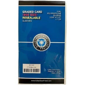 CSP - Graded Card Sleeves Resealable Bag - 2 Mil - 100 Bags (BGS PSA GMA SGC) Protect Beckett Slabs from Scratches
