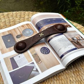 Weighted Bookmarks Book Weight Page Holder Genuine Leather Book Open Holder for Men Women Gift for Writer Reader (BPH02-Navy)