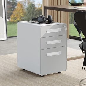 YITAHOME 3-Drawer Metal Mobile File Cabinet, Rolling Filing Cabinet with Lock, Filing Cabinet Under Desk fits Legal/A4 Size for Home/Office, Fully Assembled,Black
