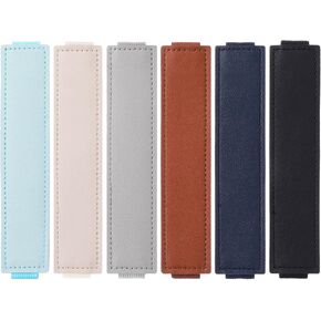 Grevosea 6 Pcs Adjustable Elastic Band Pen Holder, Notebook Pen Holder Detachable PU Leather Pen Sleeve Pouch Journal Pencil Holder for Journals Notebooks Books Rigid Tablet Covers (6 Colors)