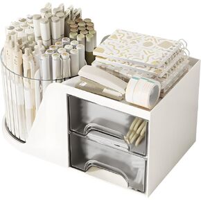 360 Degree Rotating Pencil Pen Holder for Desk , Cute Desk Pen Organizers Desktop Storage Stationery Supplies Cup Pot for Office School Home Art Supply Accessories Caddy Makeup Brush Holder White in Kuwait