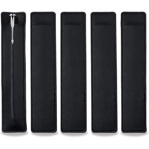5Pcs Leather Single Fountain Pen Case, Soft Pen Sleeve Pouch for Men Women, Ballpoint Pencil Protective Cover Holder for Office, Business Gift (White, Orange, Black, Red, Brown)