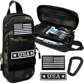 Pencil Case, Large Capacity Pencil Box, Tactical Small Tool Pouch Bag, Expandable Pen & Marker Storage Pouch for Kids Men Women Adult Teens, Brown