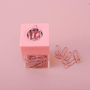 Pink Paper Cilp Dispenser Holder Clear Acrylic Paper Clip Organizers with Top Paper Clip Holders for Desk Cute Office Binder Clip, Hair Clip Office and School Supplies