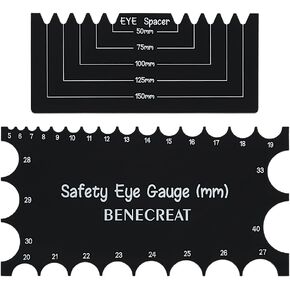 BENECREAT 2Pcs Acrylic Safety Eyes Insertion Tool, 5~40mm Diameter Black Doll Safety Eye Ruler Crochet Tool for DIY Craft, Plush Bear Eye Installation, Doll Making