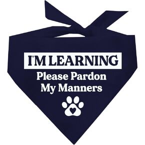 I'm Learning Please Pardon My Manners Dog Bandana (Orange, OS 583)