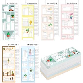 2.56 x 7 inch Book Tracker Bookmark Bookmark 60PCS Paper Bookmarks Double-Sided Reading Page Markers Bookshelf Design Bookmark for Book Lovers (Color2)