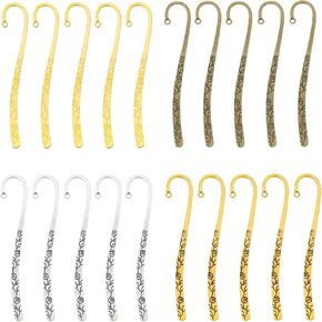20 Pack Metal Bookmark - Metal Bookmark Hairpin Hook Carved Antique Vintage with Loop Metal Book Markers Embossed Bookmarks, Jewelry Making Charms