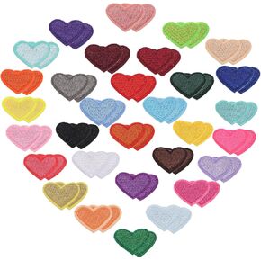 Heart Iron on Patches, Small Heart Iron on Patches, Sew Embroidered Patches Appliques for Hats, Clothing, Backpack (62)