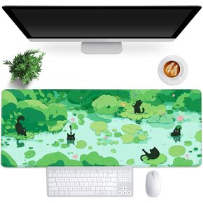 FLY SPRAY® Gaming Mouse Pad for Computer,XXL Cute Cat Mousepad Laptop,Anime Mouse Mat,Extended Large Black Japanese Waterproof Keyboard Pads,Non-Slip Mouse Pads for Game Office Home（31.5 x 11.9 in）