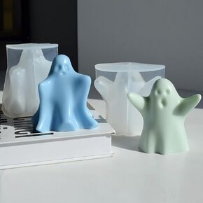 2 Pack Ghost Candle Molds Silicone Halloween Candle Molds 3D Ghost Candle Molds for Candle Making Soap Resin Home Decor DIY