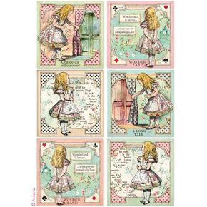 Stamperia Rice Paper Pack A4 Alice Card, One Size