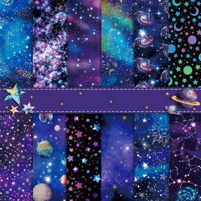 VIVIQUEN 24 Pack Galaxy Pattern Double-Sided Paper, 12-inches Starry Sky Scrapbook Specialty Craft Paper Folded Flat for DIY Background Card Making Scrapbook Photo Album Decor