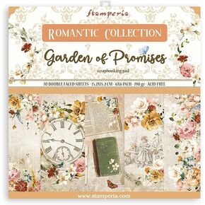 STAMPERIA INTER, KFT PAPER PAD 6X6 10PK GARDEN of, White