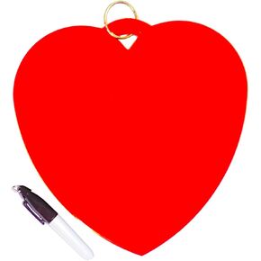 Large RED Heart Key Tag, includes Key Ring & Permanent Marker, Never Lost Key Ring, Key Chain, Large Key Ring Holder