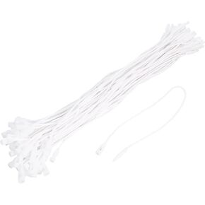 MECCANIXITY Wax Rope Hang Tag String Snap Lock Pins Loop Price Tag Fastener Plastic Tags Ties Black 7.8 Inch Pack of 100