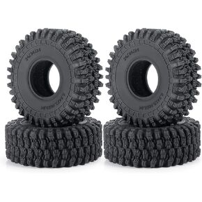 RCHUBAM 4PCS 1.0" Crawler Tires Rubber Tires 64mm for 1/18 TRX4M Axial 1/24 SCX24 Deadbolt Bronco RC Crawler Car