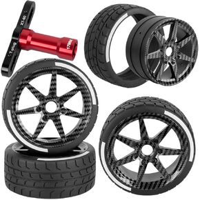 RC Tires Highway Tires Wheels for 1/8 Typhon 6s BLX / 1/7 Infraction 6S BLX,Limitless,Rc Highway Tires Wheels,Carbon Surface(4PCS)