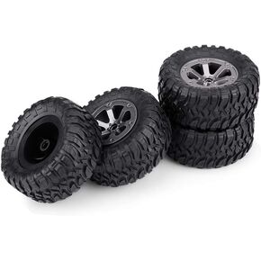 GOTOTOP RC Tires Rubber,RC Crawler Tires, 4Pcs Off-Road Car Rubber Tyres Remote Control Military Car Tires for 1:16 RC Crawler Car Accessory Part