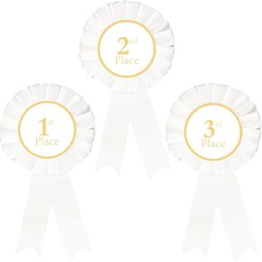 Award Ribbon Rosette Set Satin Participation Ribbon Honorable Ribbon Badge RED Prize Ribbons 1st 2nd 3rd Place Medals for Classroom Prize Science Fair Talent Show Spelling Bee (3 pcs RED) (RED)