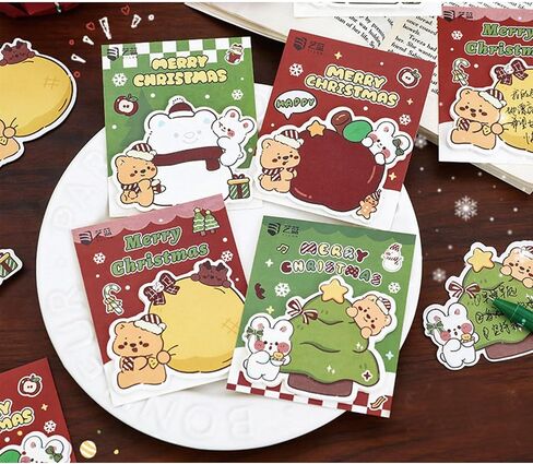 8 Pack Cute Sticky Notes Cartoon Christmas Sticky Memo Pads Kawaii Xmas Small Self-Stick Memo Note Pad Office School Supplies (8 Pack X-mas) in Saudi Arabia