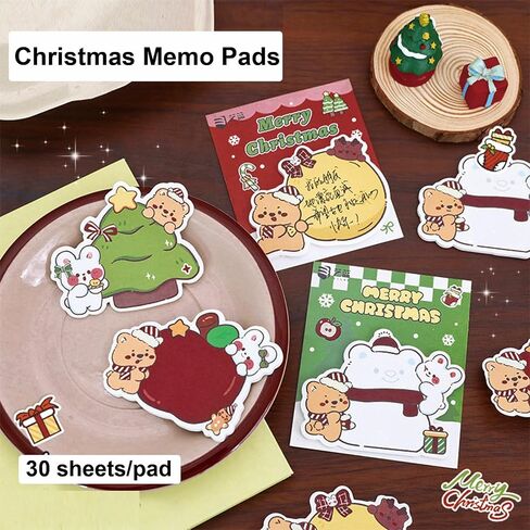 8 Pack Cute Sticky Notes Cartoon Christmas Sticky Memo Pads Kawaii Xmas Small Self-Stick Memo Note Pad Office School Supplies (8 Pack X-mas) in Saudi Arabia