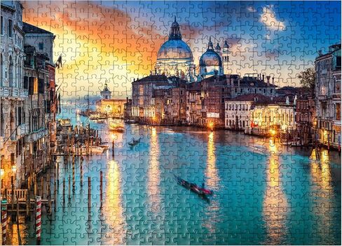 MyPuzzle القناة الكبرى مع الجندول عند غروب الشمس في البندقية بإيطاليا - أحجية الصور المقطوعة الممتازة المكونة من 1000 قطعة للبالغين in Saudi Arabia