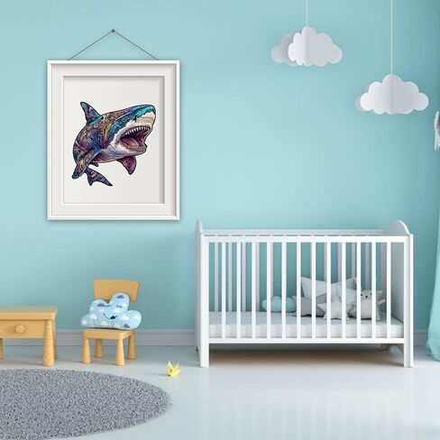 ألغاز خشبية للبالغين، ألغاز تركيب صور سمك القرش 200 قطعة، ألغاز ذات شكل فريد مع صندوق خشبي، هدية لعبة عائلية متوسطة الحجم مقاس 11.3 × 11.3 بوصة، ألغاز ممتعة مليئة بالتحديات للبالغين والأطفال in Kuwait