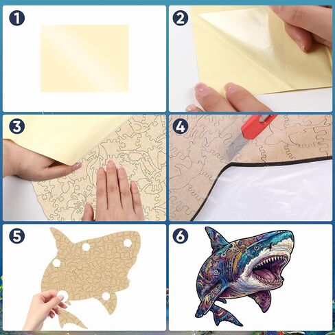 ألغاز خشبية للبالغين، ألغاز تركيب صور سمك القرش 200 قطعة، ألغاز ذات شكل فريد مع صندوق خشبي، هدية لعبة عائلية متوسطة الحجم مقاس 11.3 × 11.3 بوصة، ألغاز ممتعة مليئة بالتحديات للبالغين والأطفال in Kuwait