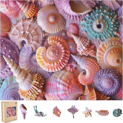 Wooden Puzzles for Adults, Shark Jigsaw Puzzles 200 Pieces, Unique Shape Puzzles with Wooden Box, 11.3 x 11.3 Inches Medium Size Family Game Gift, Fun Challenging Puzzles for Adults and Kids in Saudi Arabia