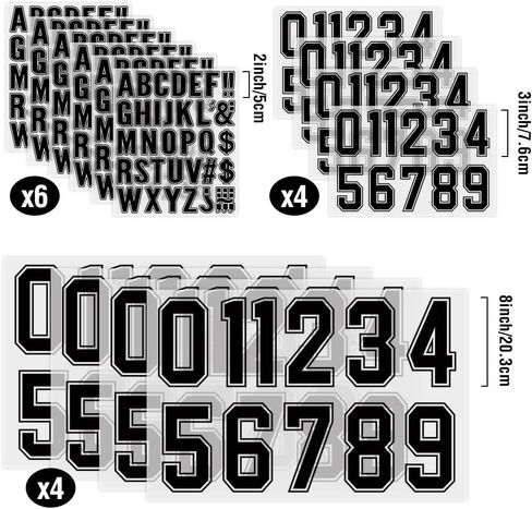 358 Pcs Iron on Numbers and Letters, 8 Inch and 3 Inch Heat Transfer Numbers with 2 Inch Iron on Letters, Jersey Numbers for Sports T-Shirts Team Uniform for Football Basketball (Black) in Kuwait