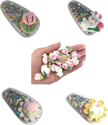 20pc Flat Back Embracing Radish Rabbit Resin Animal Charms Mixed Slime Charms for DIY Handcraft Photo Album Hair Phone Case Decor(Orange White) in Kuwait