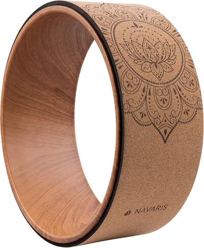 Navaris Cork Yoga Wheel - Prop for Stretching, Flexibility, Back Bends - Helps Deepen Poses and Stretch Back, Shoulders, Chest - 13" (33cm) Diameter in Saudi Arabia
