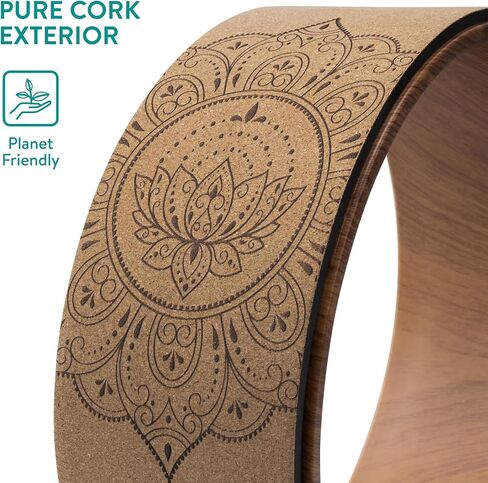 Navaris Cork Yoga Wheel - Prop for Stretching, Flexibility, Back Bends - Helps Deepen Poses and Stretch Back, Shoulders, Chest - 13" (33cm) Diameter in Saudi Arabia
