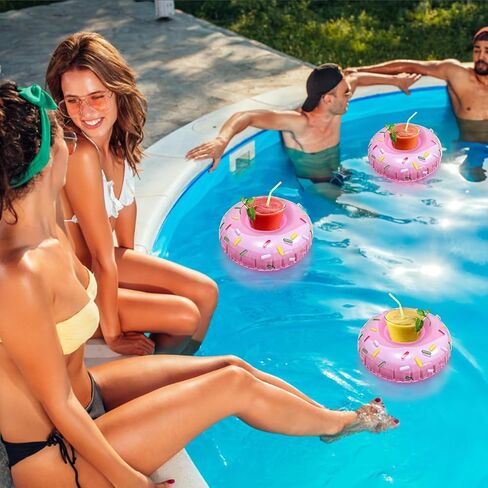 12 Pcs Inflatable Drink Floats Reusable Lightweight Inflatable Drink Float Cup Coasters with 1pc Air Pump for Pool Party Hot Tubs Lakes Oceans for Boys Girls Adults Summer Pool in Saudi Arabia