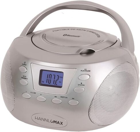 HANNLOMAX HX-332CD Portable CD Boombox، راديو PLL FM، بلوتوث، شاشة LCD، Aux-in، مصدر طاقة مزدوج AC/DC (أبيض) in Kuwait