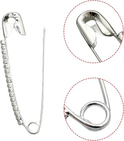24Pcs Rhinestone Safety Pins Faux Crystal Brooches Sweater Shirt Dress Scarf Hat Decoration Accessories (Silver) in Saudi Arabia