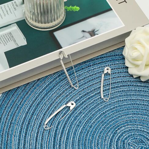 24Pcs Rhinestone Safety Pins Faux Crystal Brooches Sweater Shirt Dress Scarf Hat Decoration Accessories (Silver) in Saudi Arabia