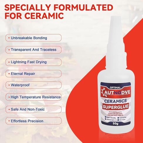 Ceramic Glue, Clear Super Glue for Ceramic, Porcelain and Pottery Repair, Food Safe Adhesive for Dishes, Cup and DIY Crafts, Strong Bonding, Fast Drying, Long-Lasting, Heat Resistant in Saudi Arabia