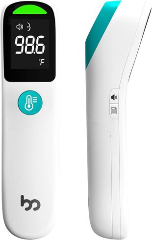 مقياس حرارة للجبهة بدون لمس، قراءة دقيقة واحدة ومؤشر 3 ألوان، مقياس حرارة بالأشعة تحت الحمراء 2 في 1 للبالغين والأطفال مع إنذار للحمى ومؤشر للأشعة الزرقاء، أسود in Kuwait