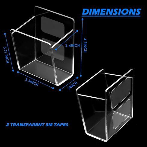 4 قطع حامل أقلام تحديد مثبت على الحائط حامل أقلام أكريليك شفاف مع أشرطة لاصقة شفافة منظم علامات المسح الجاف للسبورة البيضاء وخزانة الثلاجة وسبورة الطباشير in Kuwait