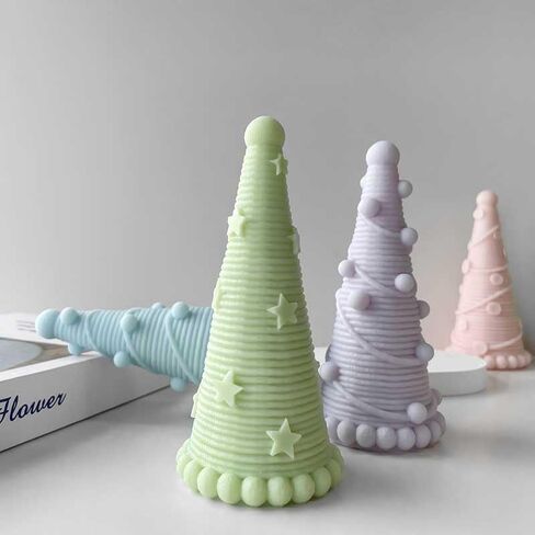 Tone Fun Round Headed Button,Stars and Hairball Christmas Tree (3pcs/Set) Shape Candle Silicone Molds for Making Candle, Resin, Aromatherapy Candles, Handmade Wax Soap, Home Decor, Craft in Saudi Arabia