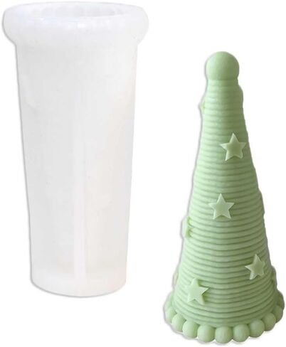 Tone Fun Round Headed Button,Stars and Hairball Christmas Tree (3pcs/Set) Shape Candle Silicone Molds for Making Candle, Resin, Aromatherapy Candles, Handmade Wax Soap, Home Decor, Craft in Saudi Arabia