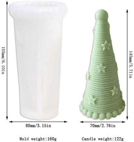 Tone Fun Round Headed Button,Stars and Hairball Christmas Tree (3pcs/Set) Shape Candle Silicone Molds for Making Candle, Resin, Aromatherapy Candles, Handmade Wax Soap, Home Decor, Craft in Saudi Arabia