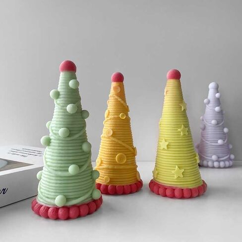 Tone Fun Round Headed Button,Stars and Hairball Christmas Tree (3pcs/Set) Shape Candle Silicone Molds for Making Candle, Resin, Aromatherapy Candles, Handmade Wax Soap, Home Decor, Craft in Saudi Arabia