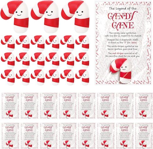 Civaner 50 Sets Christmas Fidget Toys Bulk Mini Cute Stress Relief Toys with Motivational Card and Gift Bags Christmas Candy Cane Stress Relief Toys Gifts for Employee Coworker Teacher Friends in Kuwait