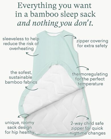 كيس نوم فائق النعومة 1.0 TOG، كيس نوم للأطفال الصغار من الخيزران الفسكوز الفاخر، أكياس نوم آمنة بسحاب في اتجاهين 2-4T (كريمي) in Kuwait