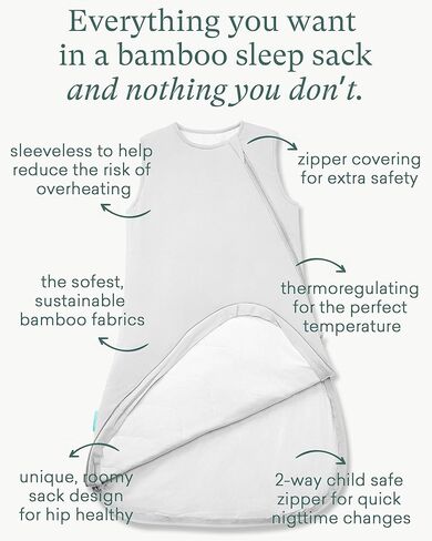 Supersoft Sleep Sack 1.0 TOG, Premium Bamboo Viscose Toddler Sleeping Bag, 2-Way Safe Zipper Sleepsacks 2-4T (Cream) in Saudi Arabia