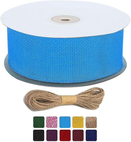 Turquoise Burlap Wired Ribbon Roll 1.5 Inch x 10 Yard for Halloween Crafts Vintage Rustic Wedding Party Decorative DIY Home Christmas Gift Wrapping Supplies in Saudi Arabia