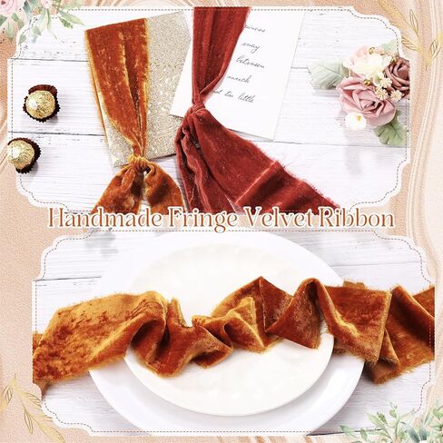 Riceshoot Velvet Ribbon 3 Inch Handmade Fringe Ribbons Frayed Thick Ribbon for Christmas Trees Gift Wrapping Crafts Bows Bouquet Wreath Decorations Baby Shower Party(White, Red, Dark Green) in Saudi Arabia